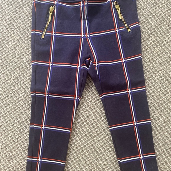 Janie and Jack Navy Plaid Leggings w Zippers EUC - Picture 7 of 8
